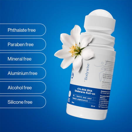 Be Bodywise 6% Aha Bha Underarm Roll On Fades Pigmentation & Reduces Odour Flora Fragrance 50 Ml