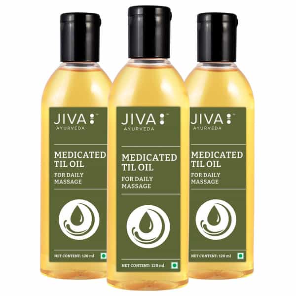 Jiva Medicated Til Oil Ayurvedic Oil Relieves Joint And Muscle Pain - 120 Ml(Pack Of 3)
