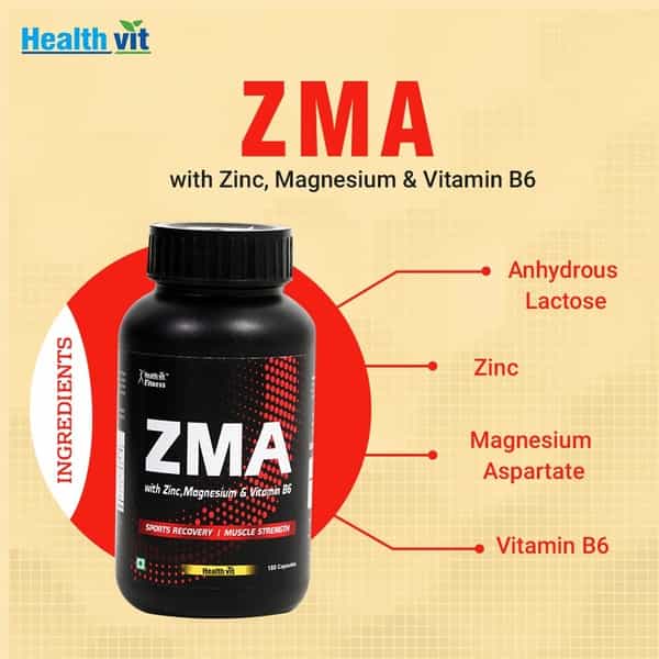 Healthvit Fitness Zma (Zinc Magnesium Aspartate Vitamin B6) - 180 Capsules