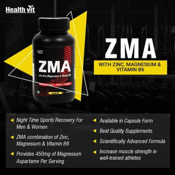 Healthvit Fitness Zma (Zinc Magnesium Aspartate Vitamin B6) - 180 Capsules