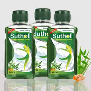 Boroline Suthol Neem 200 Ml X 3 | Ayurvedic Antiseptic Liquid (600ml | Pack Of 3)