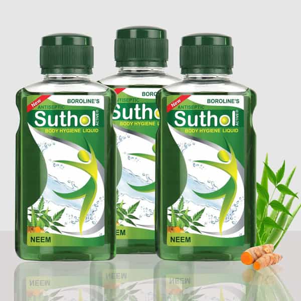 Boroline Suthol Neem 200 Ml X 3 | Ayurvedic Antiseptic Liquid (600Ml | Pack Of 3)