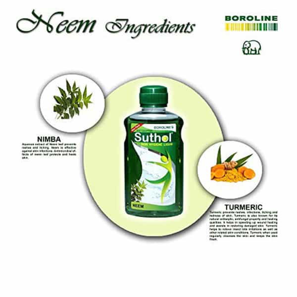 Boroline Suthol Neem 200 Ml X 3 | Ayurvedic Antiseptic Liquid (600Ml | Pack Of 3)