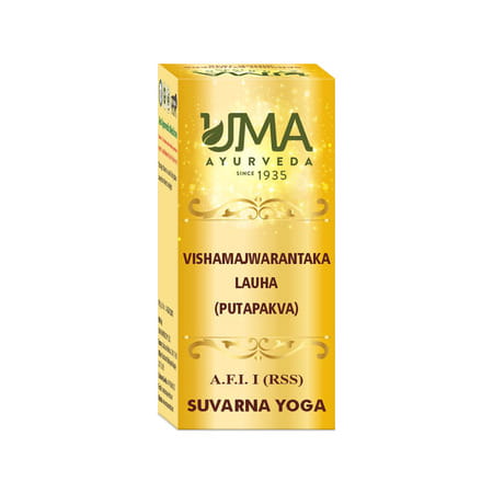 Uma Ayurveda Vishamjwarantak Lauha (Putpakva) Tablets - Fever Control Immunilogical Jwar - 10n