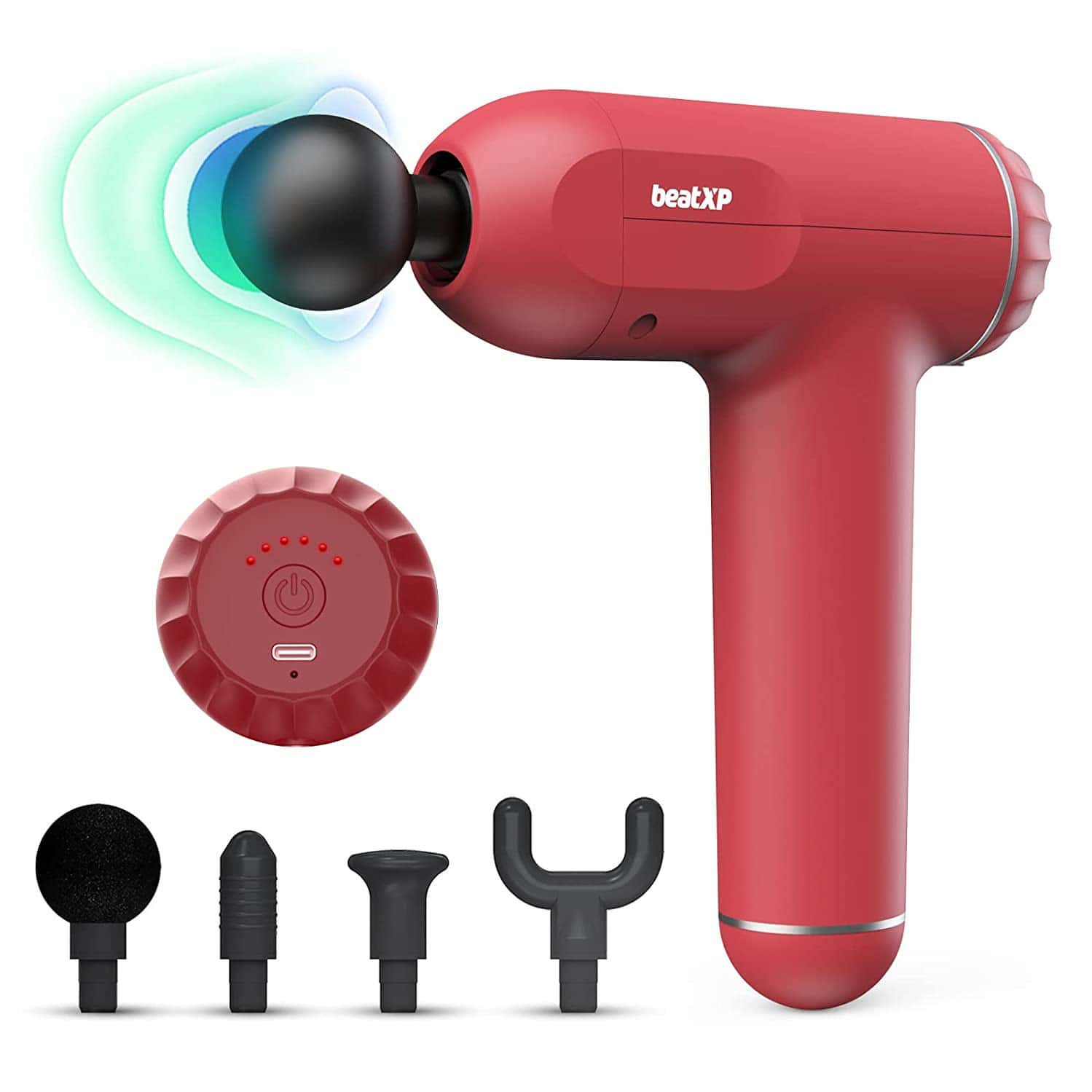 Beatxp Bolt Deep Tissue Massage Gun Percussion Muscle Massager For Full Body Pain Relief (Red)