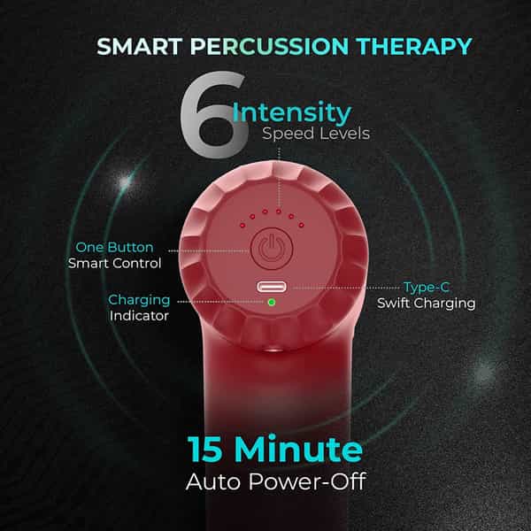 Beatxp Bolt Deep Tissue Massage Gun Percussion Muscle Massager For Full Body Pain Relief (Red)