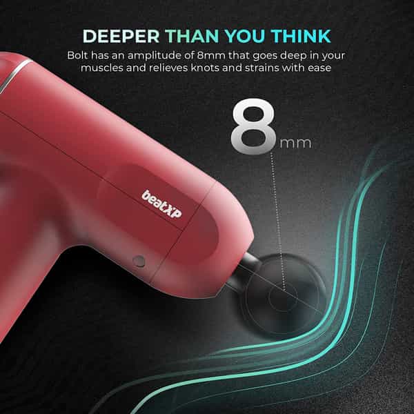 Beatxp Bolt Deep Tissue Massage Gun Percussion Muscle Massager For Full Body Pain Relief (Red)