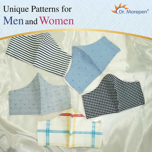 Dr. Morepen Cotton Mask Washable For Men Pack Of 5 Reusable Printed Masks L Size