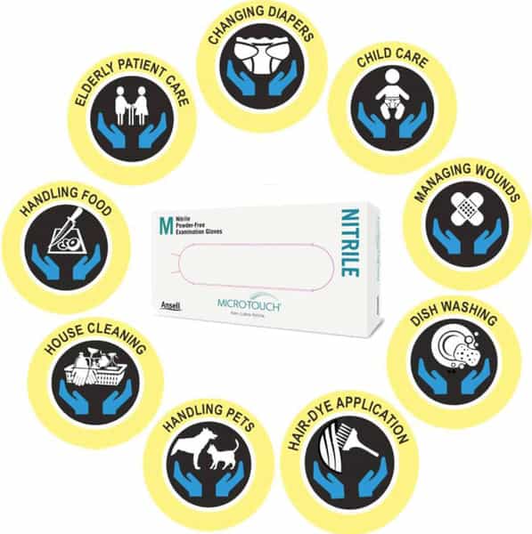 Ansell Micro Touch White Nitrile Examination Gloves - Pack Of 150 - Medium