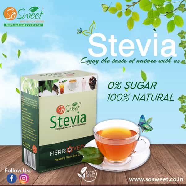 So Sweet Stevia 50 Sachet Sugar Free Sweetener (Pack Of 5)