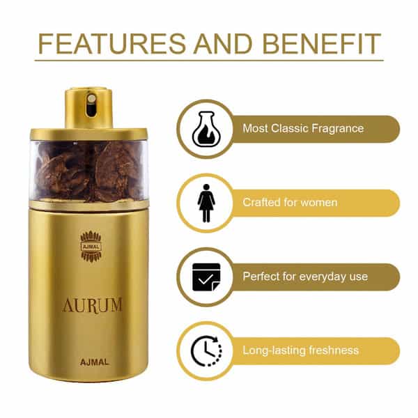 Ajmal Aurum Edp 75Ml Perfume For Women And Sacred Love Edp 50Ml Perfume For Women