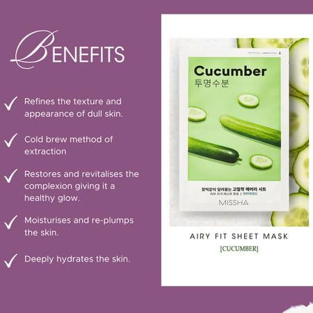 Missha Airy Fit Sheet Mask [Cucumber] - Pack Of 5