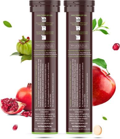 Vegan Greens Apple Cider Vinegar With Garcinina, Pomegrate, Green Tea, Vit B6- 50 Effer, Lemonginger