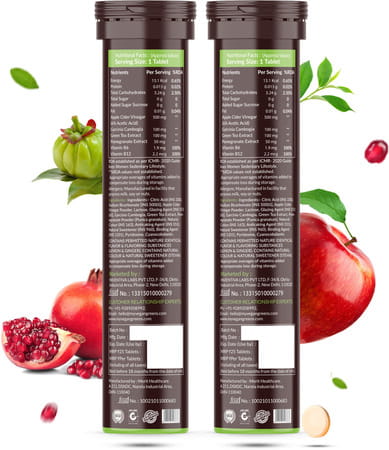 Vegan Greens Apple Cider Vinegar With Garcinina, Pomegrate, Green Tea, Vit B6- 50 Effer, Lemonginger