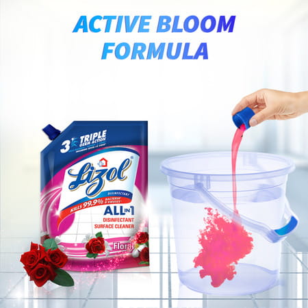 Lizol Disinfectant Surface & Floor Cleaner Liquid Refill Pack Floral - 1800 Ml
