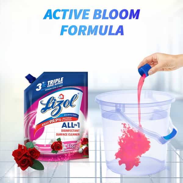 Lizol Disinfectant Surface & Floor Cleaner Liquid Refill Pack Floral - 1800 Ml