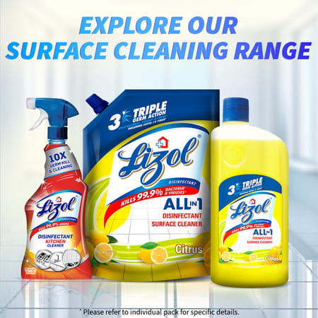Lizol Disinfectant Surface & Floor Cleaner Liquid Refill Pack Floral - 1800 Ml