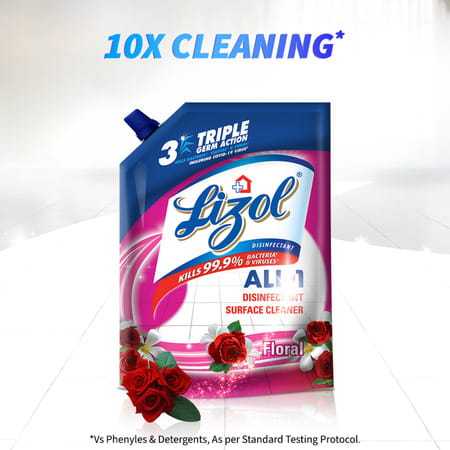 Lizol Disinfectant Surface & Floor Cleaner Liquid Refill Pack Floral - 1800 Ml