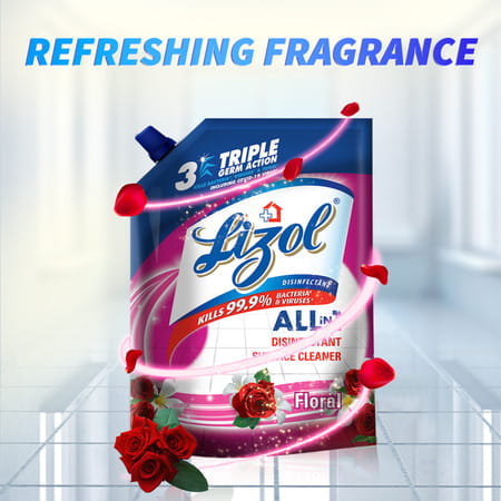 Lizol Disinfectant Surface & Floor Cleaner Liquid Refill Pack Floral - 1800 Ml