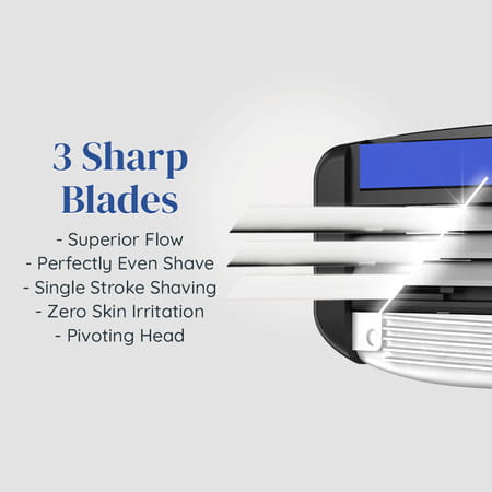 Letsshave Pro 3 Shaving Razor For Men - Pro 3 Blade + Razor Handle