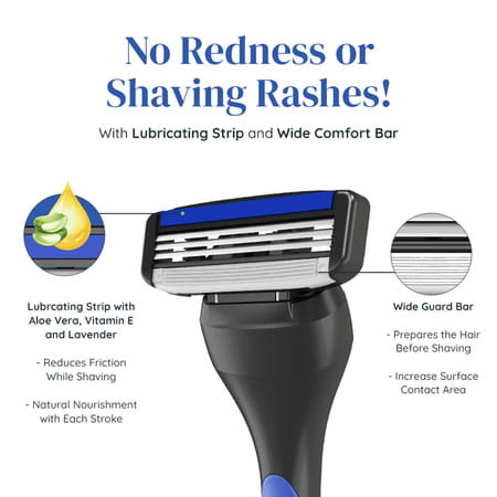 Letsshave Pro 3 Shaving Razor For Men - Pro 3 Blade + Razor Handle