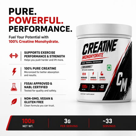 Sos Nutrition Creatine Monohydrate Powder| 3G Per Serving Unflavoured Micronized Creatine (100G)