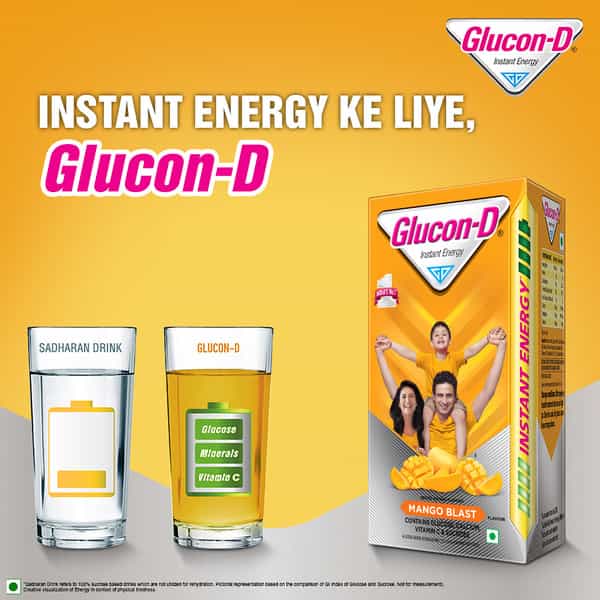 Glucon-D Mango Blast With 3 Benefits Of Energy | Recovery | And Immunity | 450 G