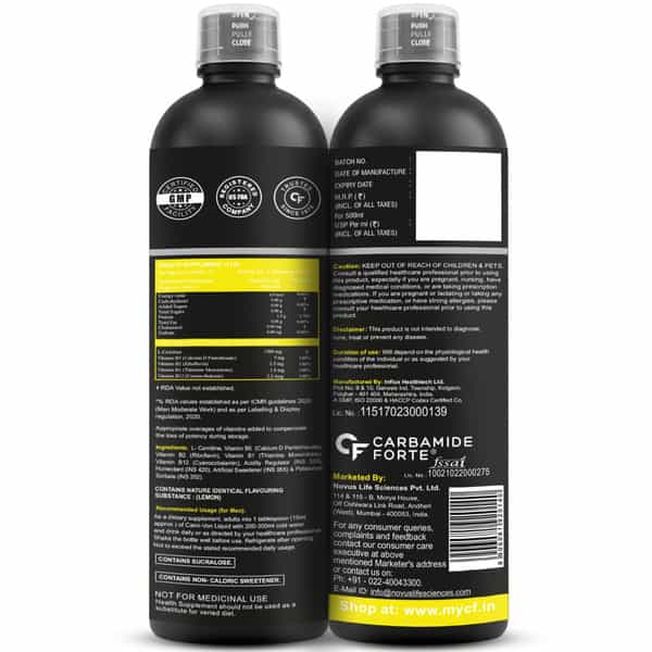 Carbamide Forte L-Carnitine Concentrated Liquid | Pre & Post Workout Supplement - 500Ml