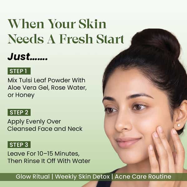 Raw Tatva Tulsi Leaf Powder For Clear Skin & Oil Control | All Skin Types | 100G