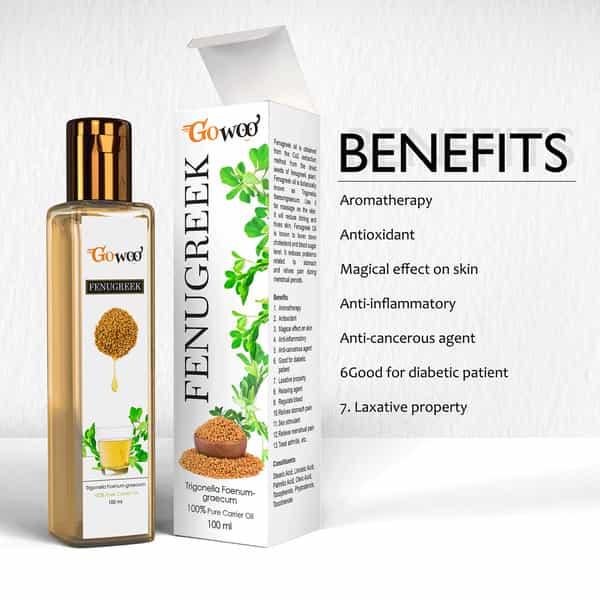 Go Woo 100% Pure Fenugreek Carrier Oil For Skin Lightening 100 Ml