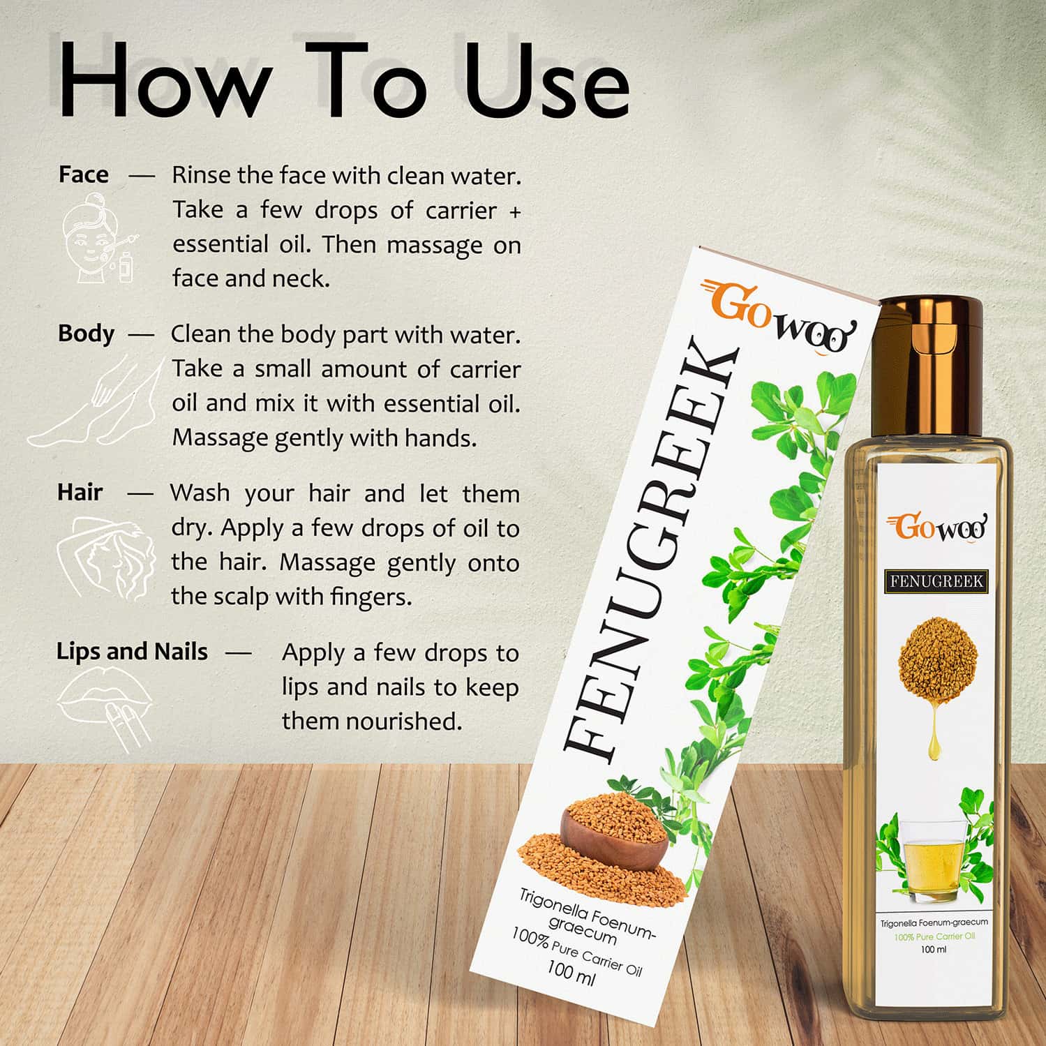 Buy GO WOO 100 PURE FENUGREEK CARRIER OIL FOR SKIN LIGHTENING 100 ML