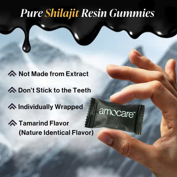 Amocare 400Mg Shilajit Gummies | Energy & Immune Boost | 75%+ Fulvic Acid | 0 Added Sugar - 30N
