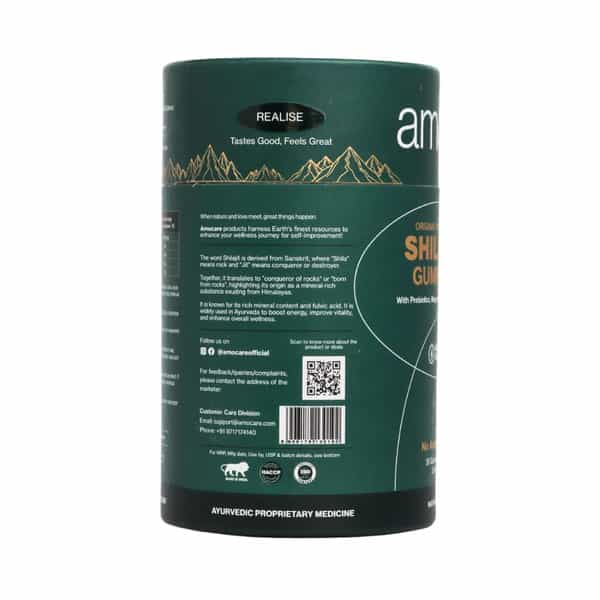 Amocare 400Mg Shilajit Gummies | Energy & Immune Boost | 75%+ Fulvic Acid | 0 Added Sugar - 30N