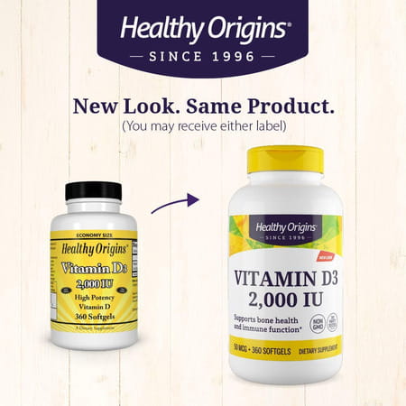 Healthy Origins Vitamin D3 | 360 Softgels