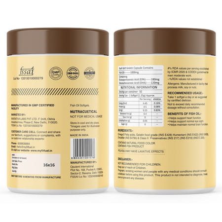 Myfitfuel Salmon Fish Oil | 1000Mg (180 Epa 120 Dha) | 50 Softgels