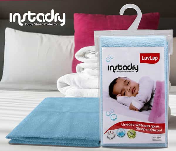 Luvlap Instadry Extra Absorbent Dry Sheet/Bed Protector Sky Bluen 0M Medium 70X100cm