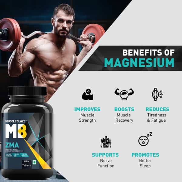 Muscleblaze Zma (60 Tablets) | For Muscle Strength & Recovery | 100% Rda Of Zinc