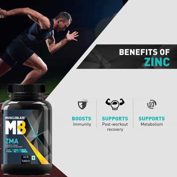 Muscleblaze Zma (60 Tablets) | For Muscle Strength & Recovery | 100% Rda Of Zinc
