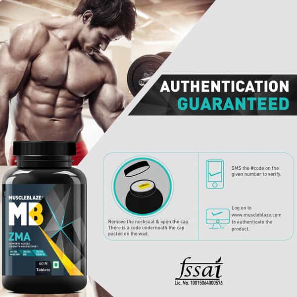 Muscleblaze Zma (60 Tablets) | For Muscle Strength & Recovery | 100% Rda Of Zinc