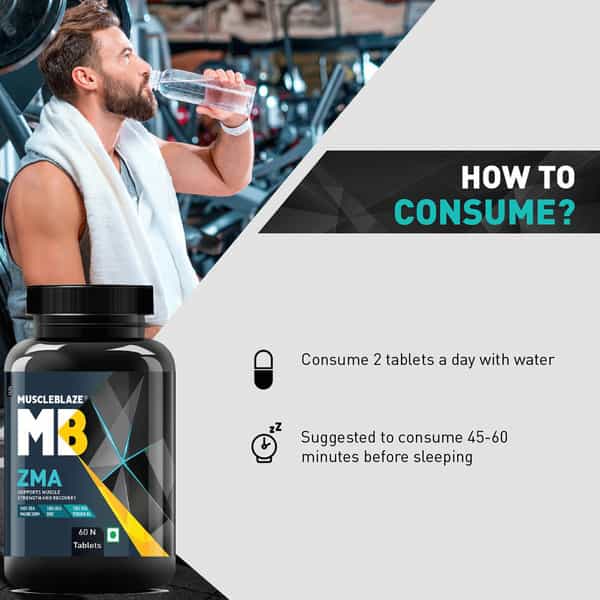 Muscleblaze Zma (60 Tablets) | For Muscle Strength & Recovery | 100% Rda Of Zinc