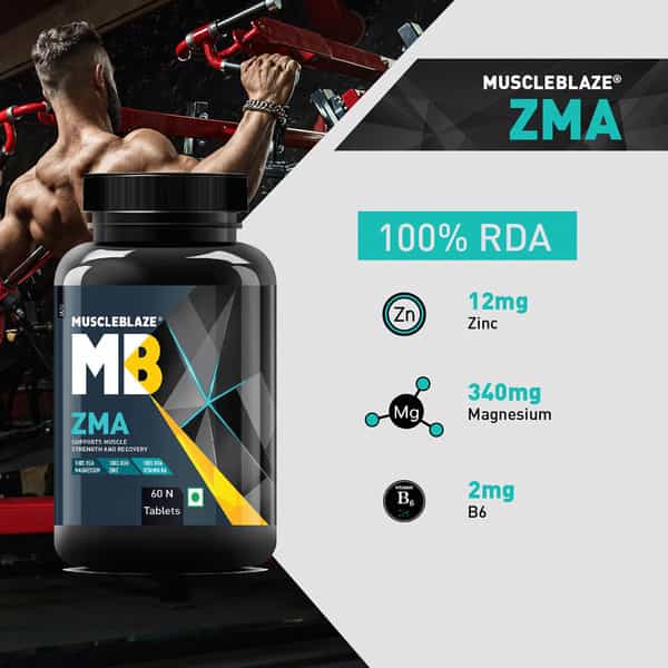 Muscleblaze Zma (60 Tablets) | For Muscle Strength & Recovery | 100% Rda Of Zinc