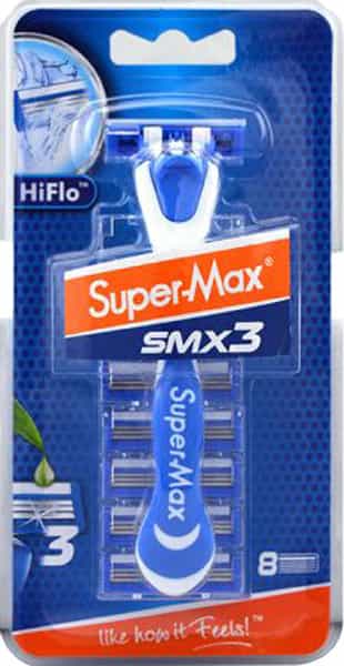Supermax Hi Flo Smx3 - 1 Razor And 8 Cartridges