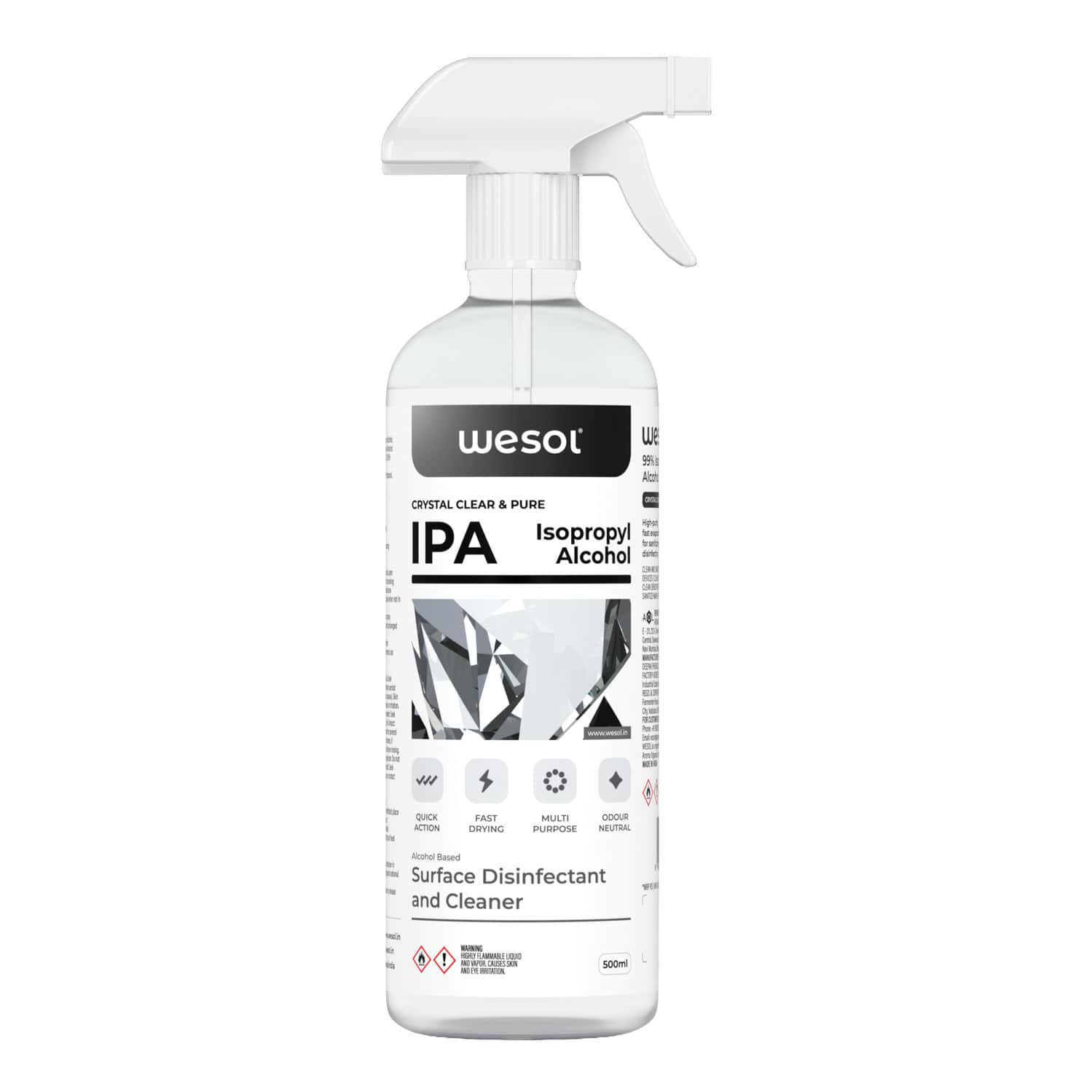 Wesol Ipa Isopropyl Alcohol 99.9% Electronics Cleaner Spray 500 Ml