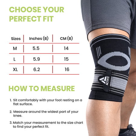 Actifit Knee Support With Adjustable Band - Compression Brace For Pain Relief Sports & Gym - Size Xl