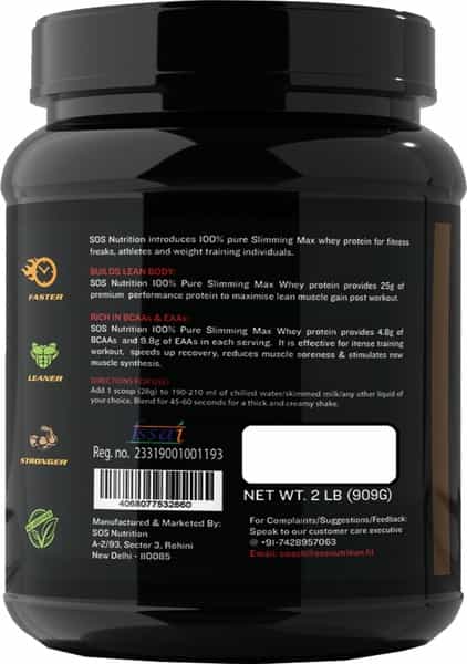 Sos Nutrition Slimming Max Weight Loss Chocolate Whey Protein -909G (Skin Glow Healthy Hair)