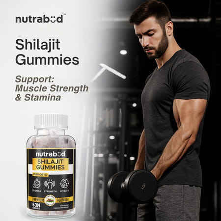 Nutrabud Shilajit Gummies | Energy | Strength & Stamina Support | Tamarind Flavor | 60 Veg Gummies