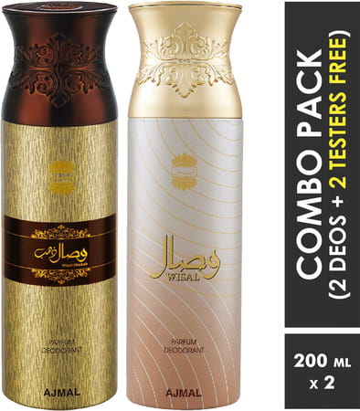 Ajmal Wisal Dhahab & Wisal Deodorant Spray For Men & Women (200 Ml Pack Of 2)