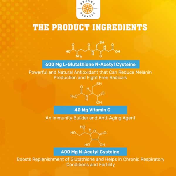 Orange Packets 600 Mg Glutathione With 400 Mg Nac And Vit C - 15 Effervescent Tablets - Orange