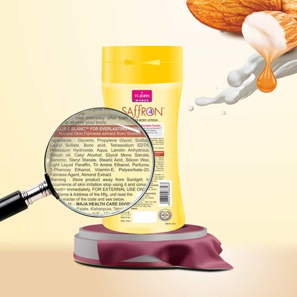 Vi-John Saffron Fliptop Milk Almond Fairnes Body Lotion For Men & Women 250Ml Pack Of 3