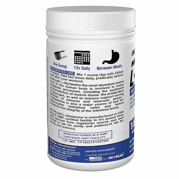 Nutrija Pure L-Glutamine Powder | Amino Acid Supplement | 5G Per Serving - 250Grams